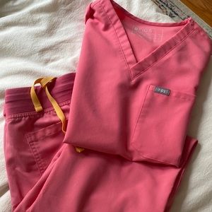 Figs Neon Pink scrub set